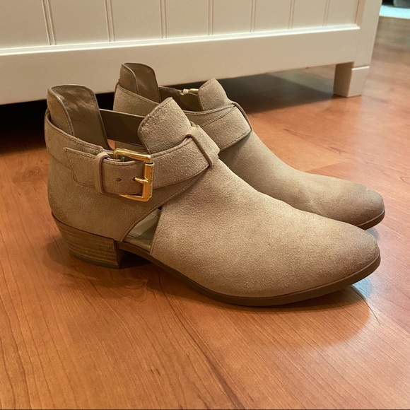 Michael Kors Shoes - Michael Kors Suede Gold Buckle Booties
